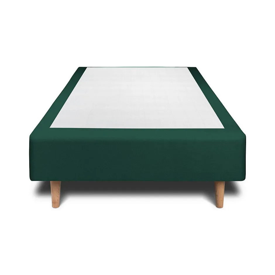 Sommeil De Plomb Lit avec tête de lit tapissier velours et sommier tapissier - Lit en bois massif