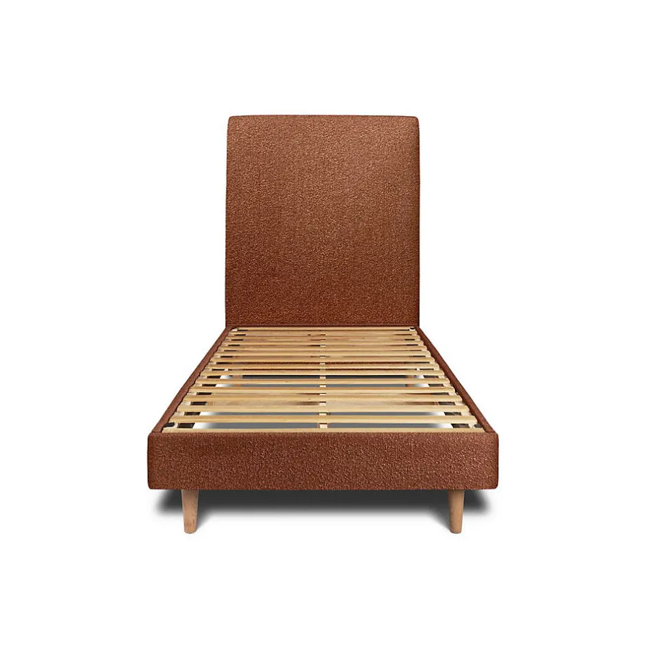 Sommeil De Plomb Lit avec tête de lit tapissier bouclette et sommier kit - Lit en bois massif Outlet