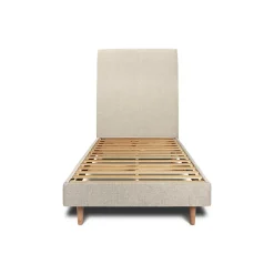 Sommeil De Plomb Lit avec tête de lit tapissier tissu et sommier kit - Lit en bois massif New