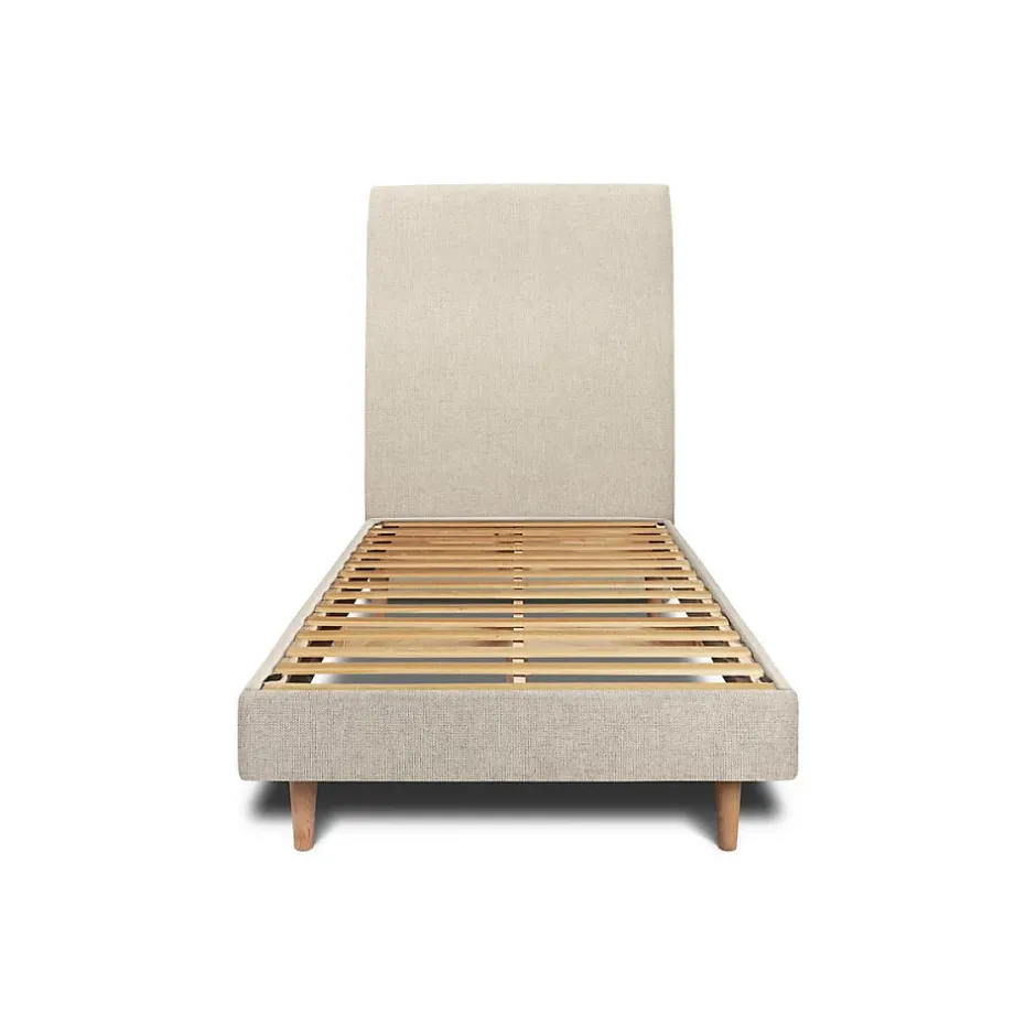 Sommeil De Plomb Lit avec tête de lit tapissier tissu et sommier kit - Lit en bois massif New