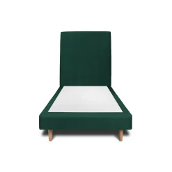 Sommeil De Plomb Lit avec tête de lit tapissier velours et sommier tapissier - Lit en bois massif