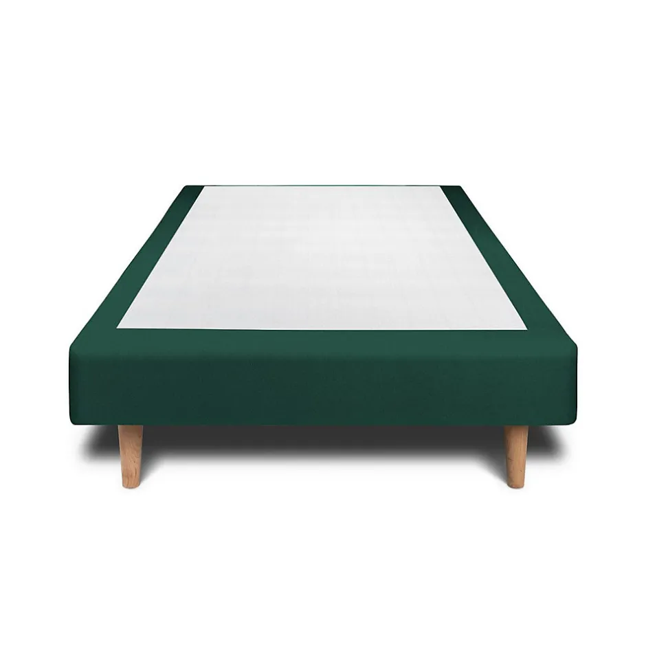 Sommeil De Plomb Lit avec tête de lit tapissier velours et sommier tapissier - Lit en bois massif