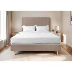 Sommeil De Plomb Lit avec tête de lit tapissier velours et sommier tapissier - Lit en bois massif Discount
