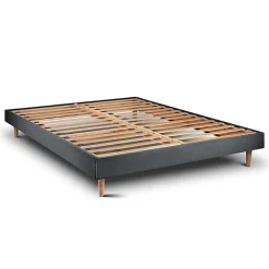 Sommeil De Plomb Lit avec tête de lit tapissier velours et sommier kit - Lit en bois massif