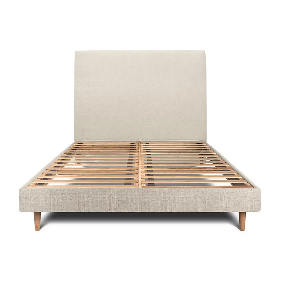 Sommeil De Plomb Lit avec tête de lit tapissier tissu et sommier kit - Lit en bois massif Clearance