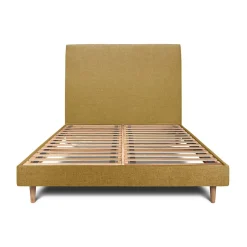 Sommeil De Plomb Lit avec tête de lit tapissier tissu et sommier kit - Lit en bois massif Hot