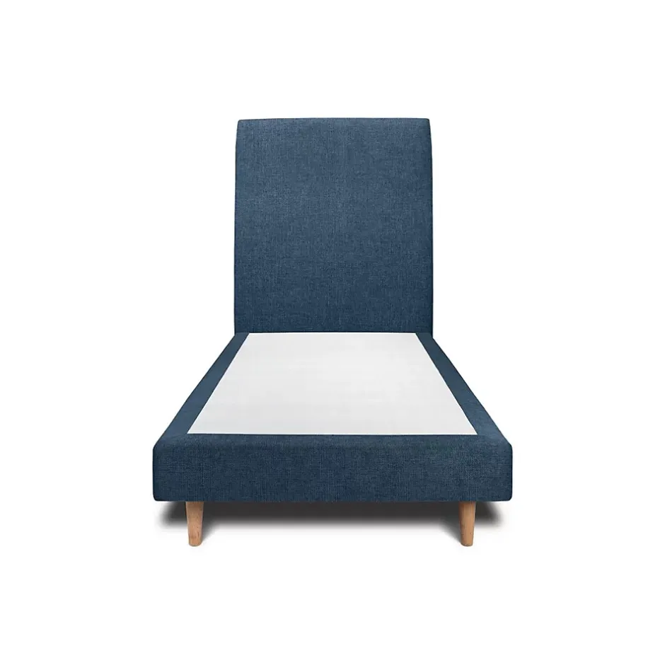 Sommeil De Plomb Lit avec tête de lit tapissier tissu et sommier tapissier - Lit en bois massif Sale
