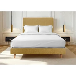 Sommeil De Plomb Lit avec tête de lit tapissier tissu et sommier tapissier - Lit en bois massif Online