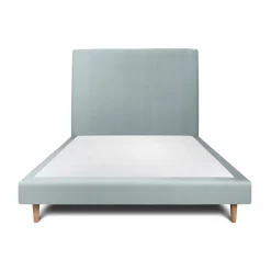 Sommeil De Plomb Lit avec tête de lit tapissier velours et sommier tapissier - Lit en bois massif Online
