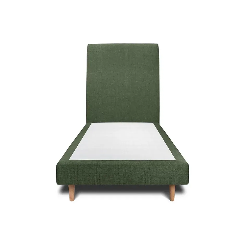 Sommeil De Plomb Lit avec tête de lit tapissier tissu et sommier tapissier - Lit en bois massif Sale