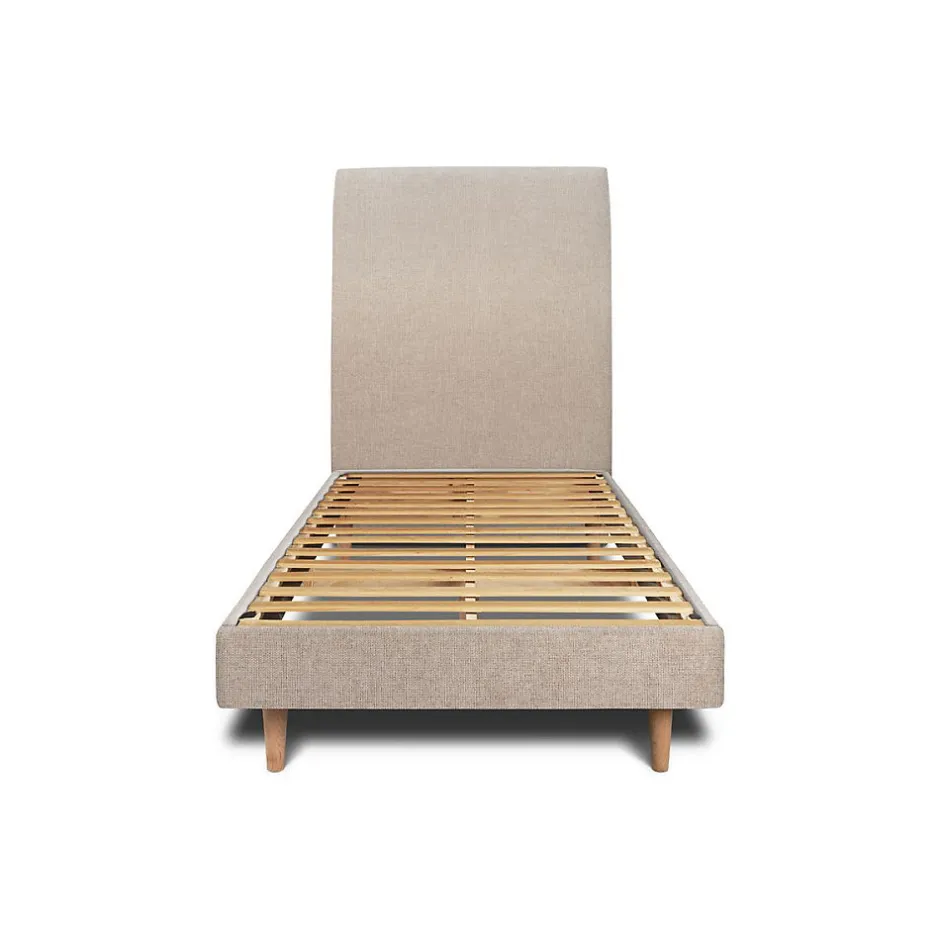 Sommeil De Plomb Lit avec tête de lit tapissier tissu et sommier kit - Lit en bois massif