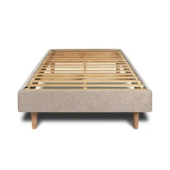 Sommeil De Plomb Lit avec tête de lit tapissier tissu et sommier kit - Lit en bois massif