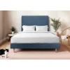 Sommeil De Plomb Lit avec tête de lit tapissier tissu et sommier tapissier - Lit en bois massif Sale