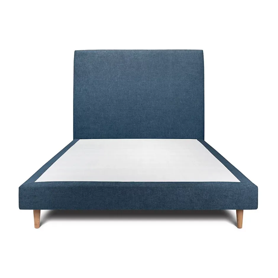 Sommeil De Plomb Lit avec tête de lit tapissier tissu et sommier tapissier - Lit en bois massif Sale