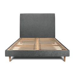 Sommeil De Plomb Lit avec tête de lit tapissier tissu et sommier kit - Lit en bois massif