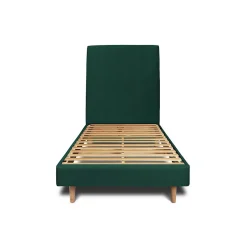 Sommeil De Plomb Lit avec tête de lit tapissier velours et sommier kit - Lit en bois massif
