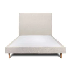 Sommeil De Plomb Lit avec tête de lit tapissier tissu et sommier tapissier - Lit en bois massif Sale