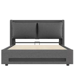 Blackcolors Lit baldaquin velours 140x190 cm, tête de lit élégante, ports USB-C, LED ambiance, rangement - moderne Online