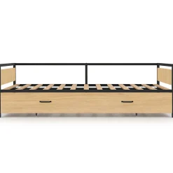 IDMarket Lit banquette 90 x 190 cm DETROIT convertible 180 x 190 cm style industriel