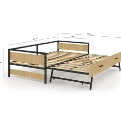 IDMarket Lit banquette 90 x 190 cm DETROIT convertible 180 x 190 cm style industriel