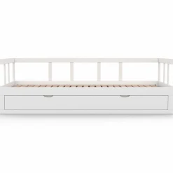 IDMarket Lit banquette 90 x 190 cm ZOYA convertible 180 x 190 cm blanc avec 1 tiroir de rangement