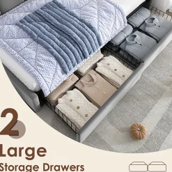 Okwish Lit Banquette 90x200 cm - Lit Enfant Capitonné avec 2 Tiroirs de Rangement et Sommier à Lattes, en Velours - sans Matelas - Gris Outlet