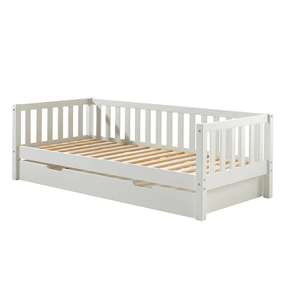 Petits-Meubles Lit banquette 90x200 sommier et tiroir de lit inclus Vipack Fritz - Blanc