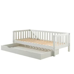 Petits-Meubles Lit banquette 90x200 sommier et tiroir de lit inclus Vipack Fritz - Blanc