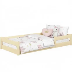 Kobi Lit bas Nordi 200x90 - Montessori bois naturel, lit enfant avec barreaux Clearance
