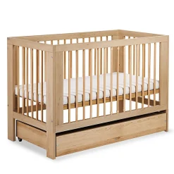 Monmobilierdesign Lit Bébé à Barreaux 120x60 Bois Avec Tiroir Sale