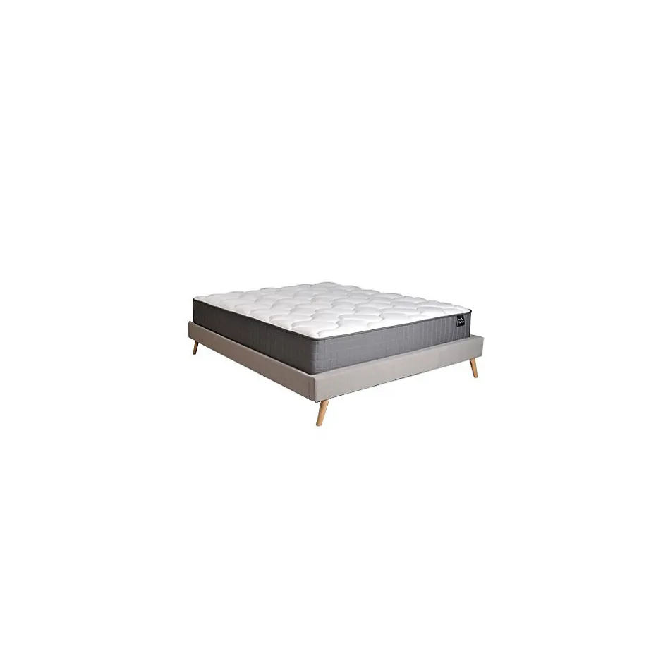 Weber Industries Lit BOREA 160x200 tissu + 1 sommier + 1 matelas CARLTON / Gris Clair Discount