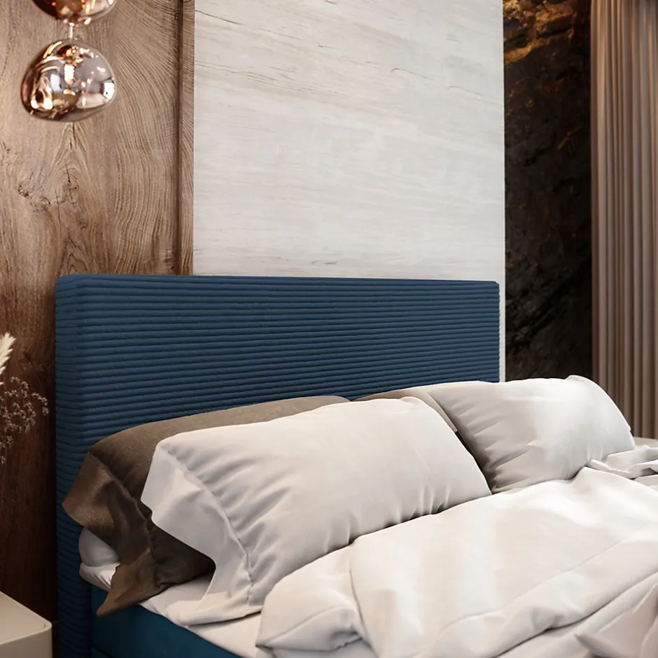 Masseno Lit Boxspring ALORIA 160X200 CM POSO 05 + KRONOS 05, Bleu, Lit avec matelas et rangement