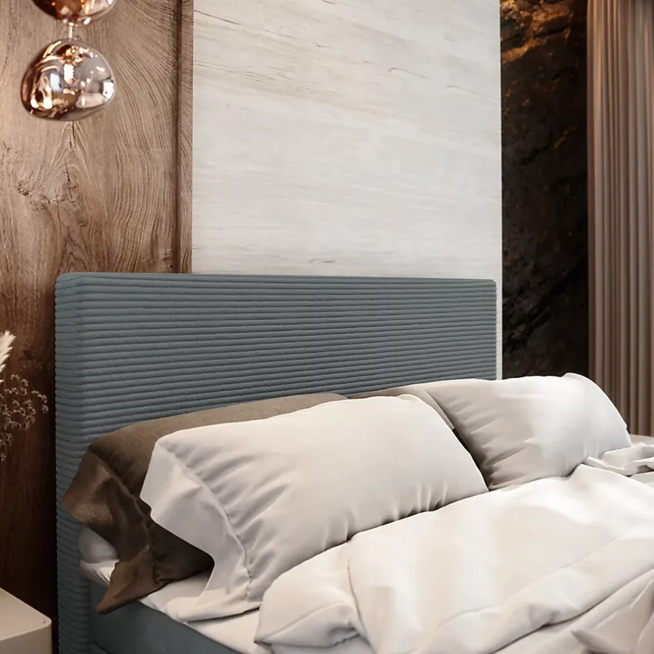 Masseno Lit Boxspring ALORIA 160X200 CM POSO 60 + PAROS 06, Gris, Lit avec matelas et rangement Discount