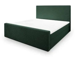 Masseno Lit Boxspring ALORIA 160X200 CM POSO 14 + KRONOS 14, Vert foncé, Lit avec matelas et rangement