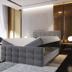 Masseno Lit Boxspring AMON 140X200 CM COSMIC 10, Beige, Lit avec matelas et rangement Online