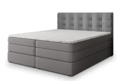 Masseno Lit Boxspring AREZI 140X200 CM SORO 90, Gris, Lit avec matelas et rangement
