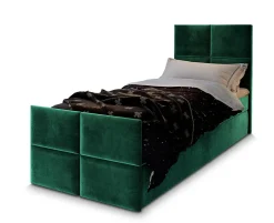 Masseno Lit Boxspring ARIEL 90 90X200 CM KRONOS 19, Vert, Lit avec matelas et rangement