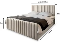 Masseno Lit Boxspring ARION 140X200 CM KRONOS 27, Rose, Lit avec matelas et rangement Discount