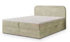 Masseno Lit Boxspring ARMEL 180X200 CM MONOLITH 04, Crème, Lit avec matelas et rangement