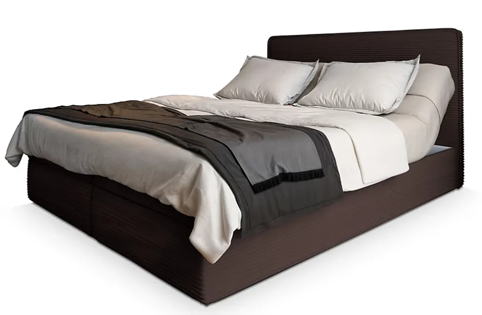 Masseno Lit Boxspring ASTOR 140X200 CM LINCOLN 29, Marron, Lit avec matelas et rangement Clearance