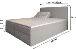 Masseno Lit Boxspring ASTOR 140X200 CM LINCOLN 29, Marron, Lit avec matelas et rangement Clearance