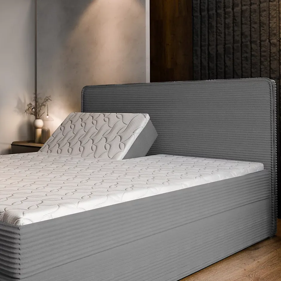 Masseno Lit Boxspring ASTOR 140X200 CM LINCOLN 29, Marron, Lit avec matelas et rangement Clearance