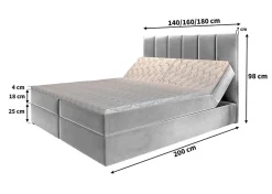 Masseno Lit Boxspring BARINO 160X200 CM PAROS 02, Beige, Lit avec matelas et rangement New