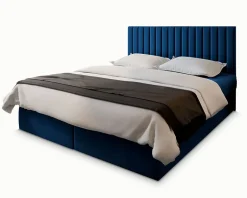 Masseno Lit Boxspring BRESEL 180X200 CM KRONOS 09, Bleu, Lit avec matelas et rangement Discount