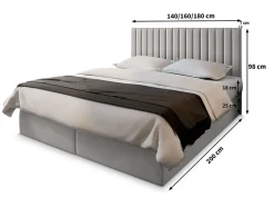 Masseno Lit Boxspring BRESEL 180X200 CM KRONOS 09, Bleu, Lit avec matelas et rangement Discount