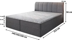 Masseno Lit Boxspring CEVANO 160X200 CM COSMIC 10, Beige, Lit avec matelas et rangement