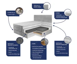 Masseno Lit Boxspring FELBIO 160X200 CM KRONOS 19, Vert foncé, Lit avec matelas et rangement