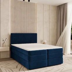 Masseno Lit Boxspring FELBIO 180X200 CM KRONOS 09, Bleu, Lit avec matelas et rangement