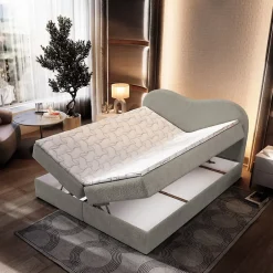 Masseno Lit Boxspring FLUVIA 180X200 CM NOW OR NEVER 83, Gris clair, Lit avec matelas et rangement Clearance