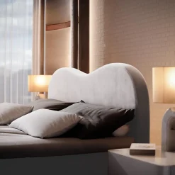 Masseno Lit Boxspring FLUVIA 140X200 CM MONOLITH 84, Gris clair, Lit avec matelas et rangement Best